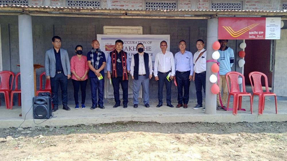 Dignitaries and others during the inauguration of new branch post office at Hakhizhe village on March 30.
